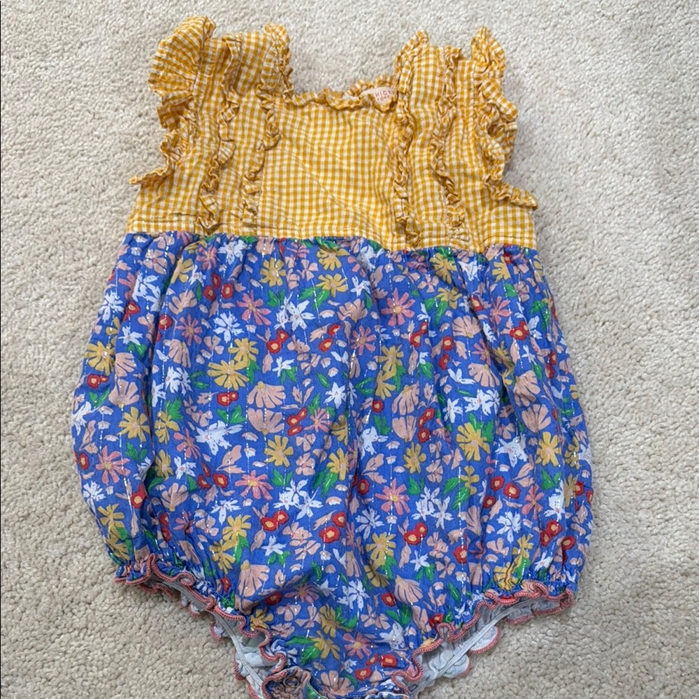 Yellow and Blue Floral Baby Romper